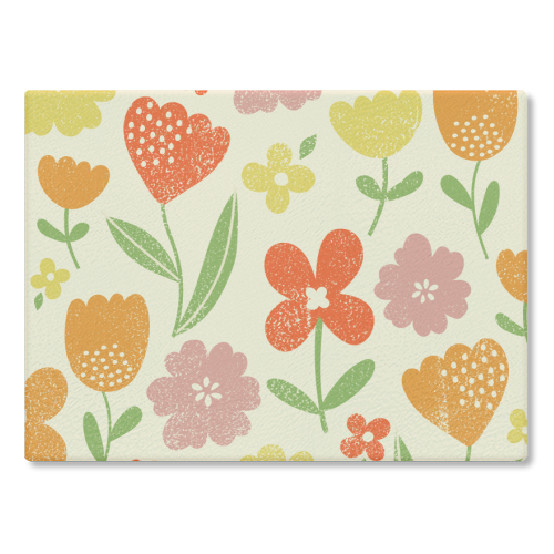 Summer floral - glass chopping board by sarah morley
