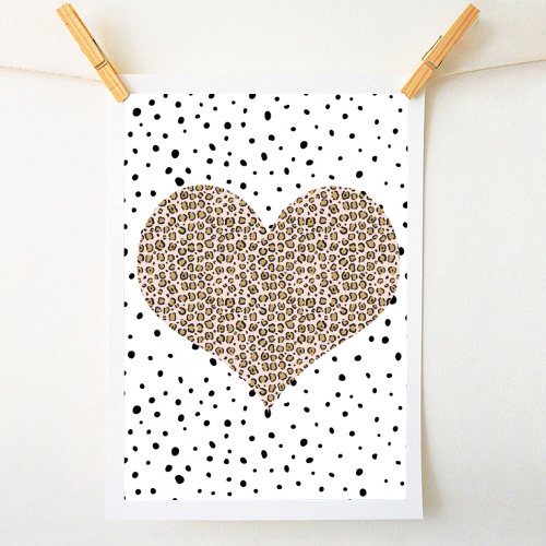 Leopard Print Love Heart - A1 - A4 art print by The 13 Prints