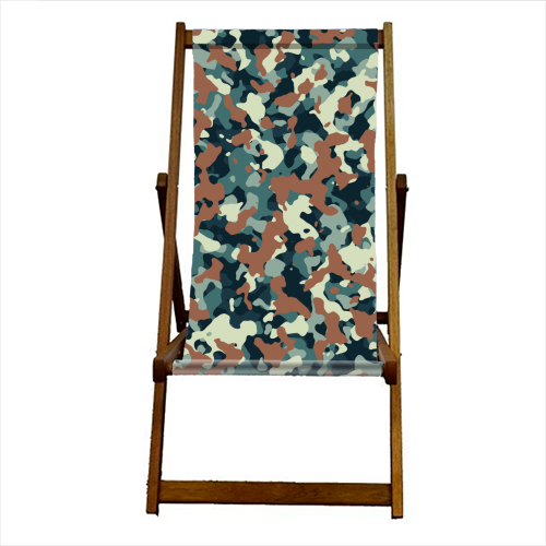 blue brown camo pattern - canvas deck chair by Anastasios Konstantinidis