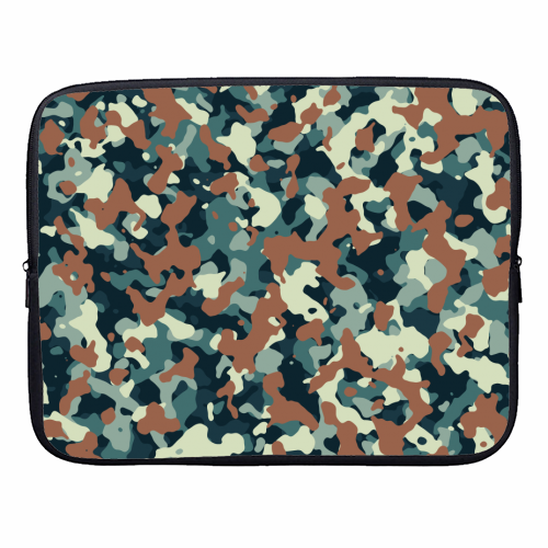 blue brown camo pattern - designer laptop sleeve by Anastasios Konstantinidis