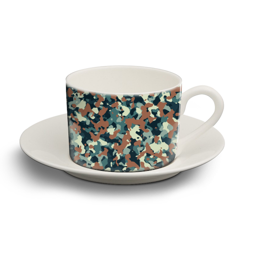 blue brown camo pattern - personalised cup and saucer by Anastasios Konstantinidis