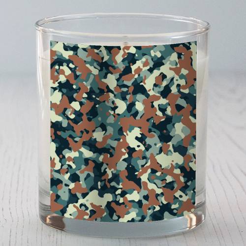 blue brown camo pattern - scented candle by Anastasios Konstantinidis