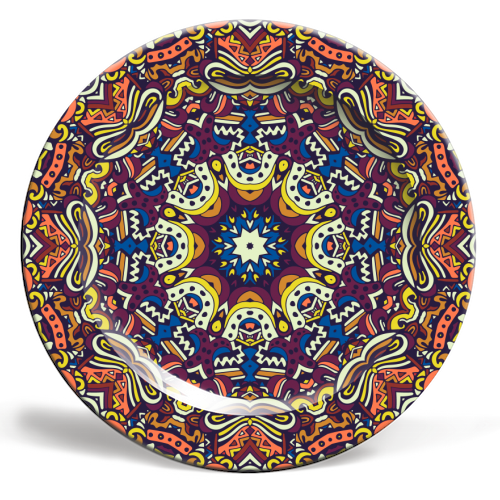boho mandala - ceramic dinner plate by Anastasios Konstantinidis