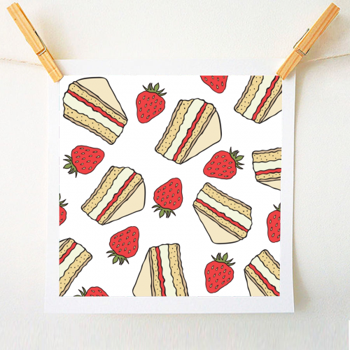Strawberries and cake - A1 - A4 art print by Stonefoxes