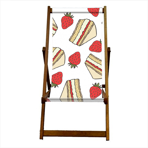 Strawberries and cake - canvas deck chair by Stonefoxes