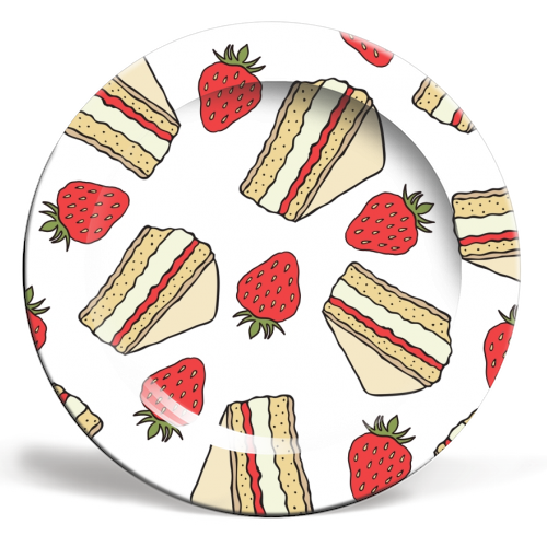 Strawberries and cake - ceramic dinner plate by Stonefoxes