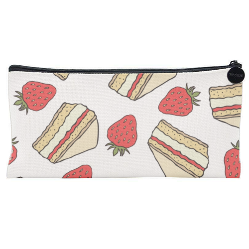 Strawberries and cake - flat pencil case by Stonefoxes