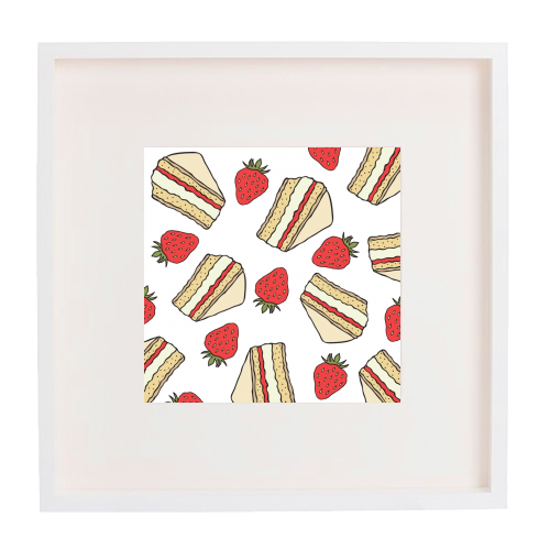Strawberries and cake - framed poster print by Stonefoxes