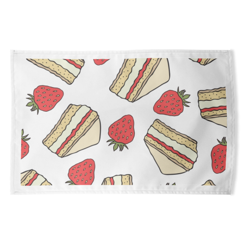 Strawberries and cake - funny tea towel by Stonefoxes