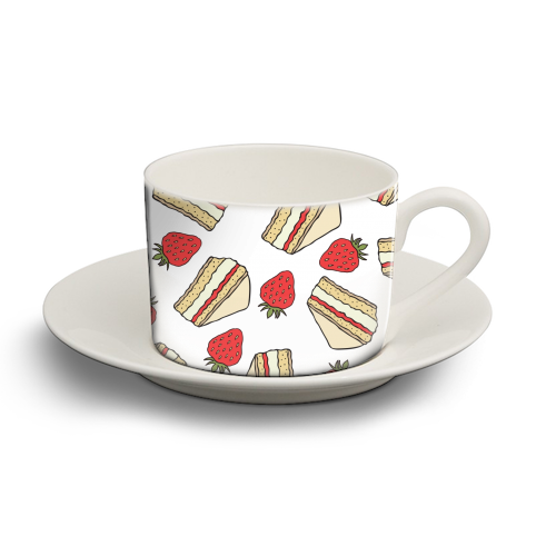 Strawberries and cake - personalised cup and saucer by Stonefoxes