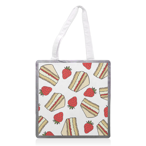 Strawberries and cake - printed tote bag by Stonefoxes