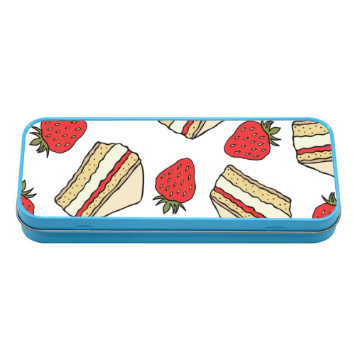 Strawberries and cake - tin pencil case by Stonefoxes