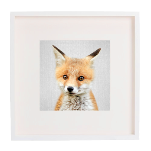 Baby Fox - Colorful - framed poster print by Gal Design