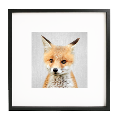 Baby Fox - Colorful - white/black framed print by Gal Design