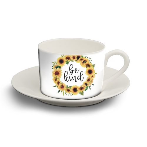 Be kind sunflowers - personalised cup and saucer by Cheryl Boland