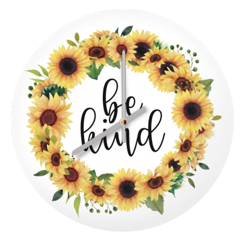Be kind sunflowers - quirky wall clock by Cheryl Boland