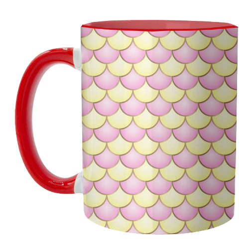 pink yellow mermaid scales - unique mug by Anastasios Konstantinidis