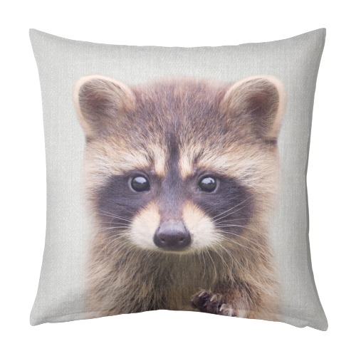 Raccoon - Colorful - designed cushion by Gal Design