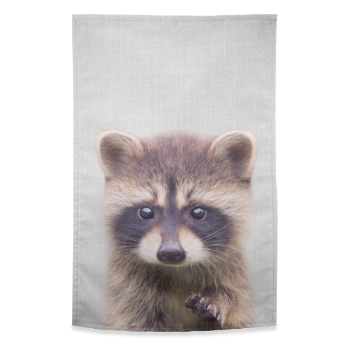 Raccoon - Colorful - funny tea towel by Gal Design