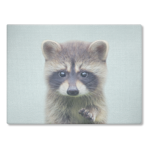 Raccoon - Colorful - glass chopping board by Gal Design