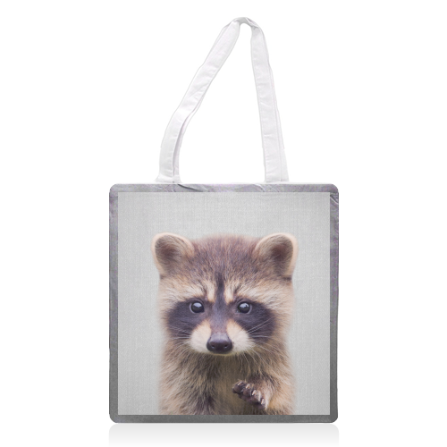 Raccoon - Colorful - printed tote bag by Gal Design