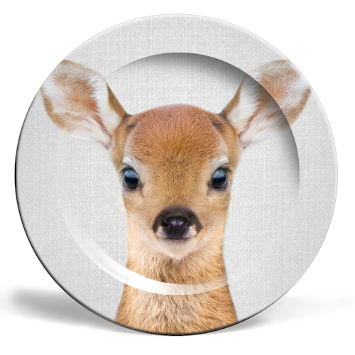 Baby Deer - Colorful - ceramic dinner plate by Gal Design