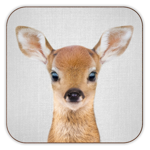 Baby Deer - Colorful - personalised beer coaster by Gal Design