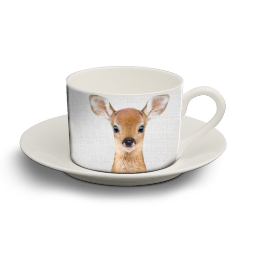 Baby Deer - Colorful - personalised cup and saucer by Gal Design