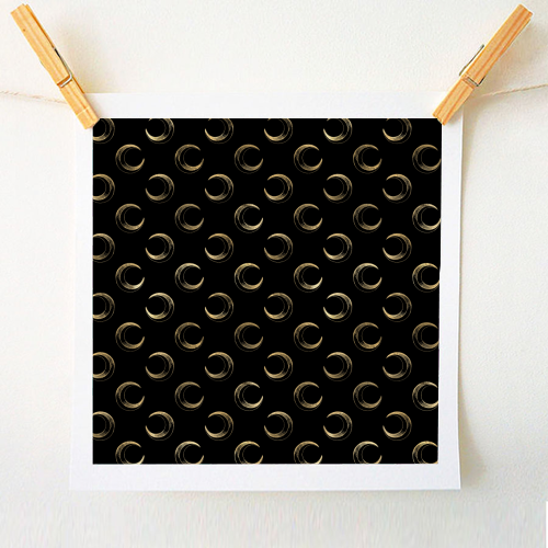 black and gold moon pattern - A1 - A4 art print by Anastasios Konstantinidis
