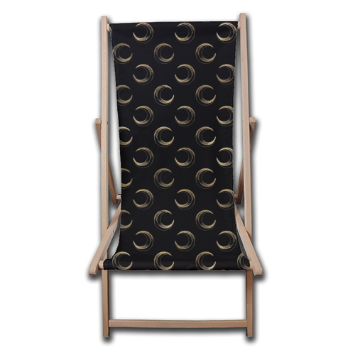 black and gold moon pattern - canvas deck chair by Anastasios Konstantinidis