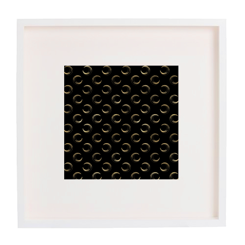 black and gold moon pattern - framed poster print by Anastasios Konstantinidis