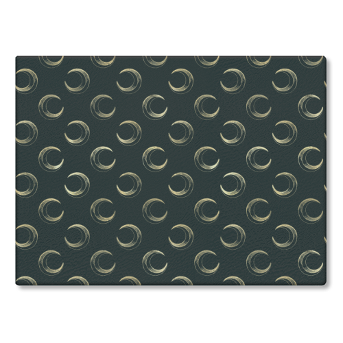 black and gold moon pattern - glass chopping board by Anastasios Konstantinidis