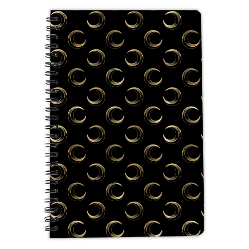 black and gold moon pattern - personalised A4, A5, A6 notebook by Anastasios Konstantinidis