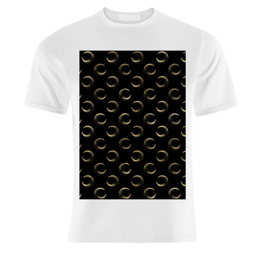 black and gold moon pattern - unique t shirt by Anastasios Konstantinidis