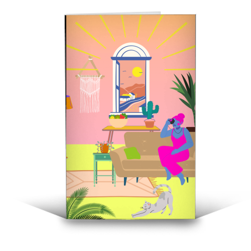 Paradise House: Living Room - funny greeting card by Nina Robinson
