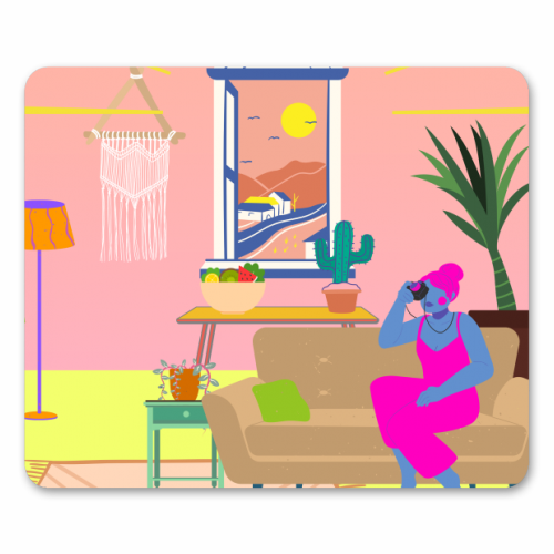 Paradise House: Living Room - funny mouse mat by Nina Robinson