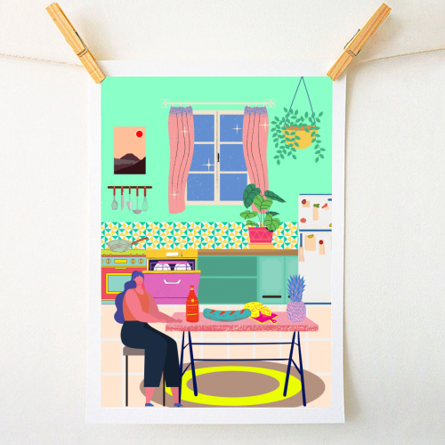 Paradise House: Kitchen - A1 - A4 art print by Nina Robinson