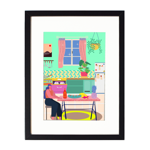 Paradise House: Kitchen - framed poster print by Nina Robinson