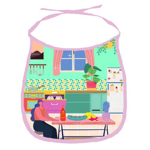 Paradise House: Kitchen - funny baby bib by Nina Robinson