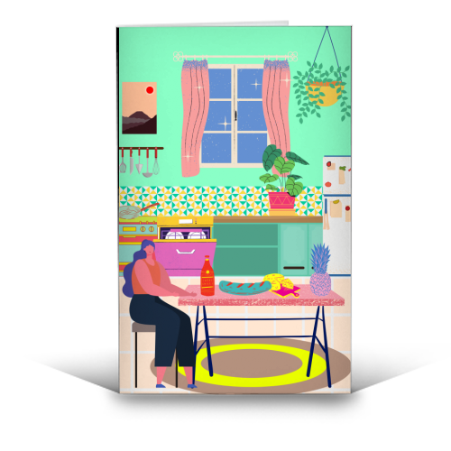Paradise House: Kitchen - funny greeting card by Nina Robinson