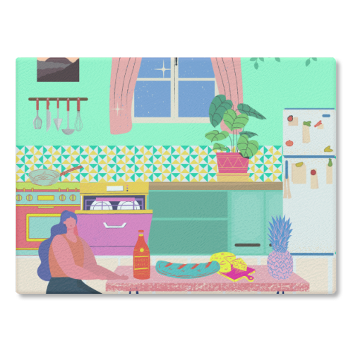 Paradise House: Kitchen - glass chopping board by Nina Robinson