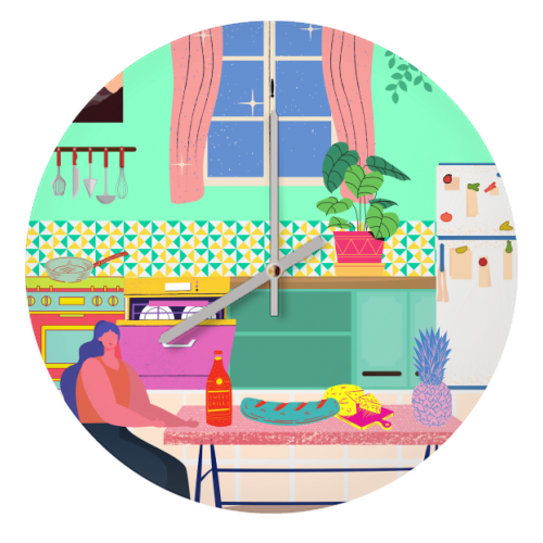 Paradise House: Kitchen - quirky wall clock by Nina Robinson