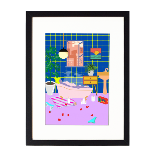 Paradise House: Bathroom - framed poster print by Nina Robinson