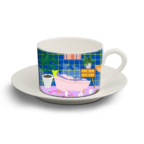 Paradise House: Bathroom - personalised cup and saucer by Nina Robinson