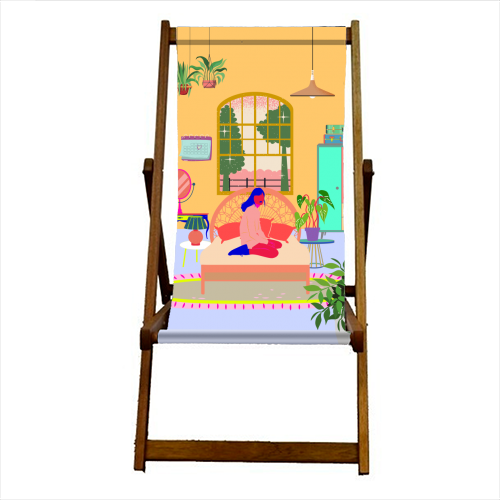 Paradise House: Bedroom - canvas deck chair by Nina Robinson