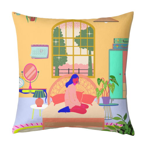 Paradise House: Bedroom - designed cushion by Nina Robinson