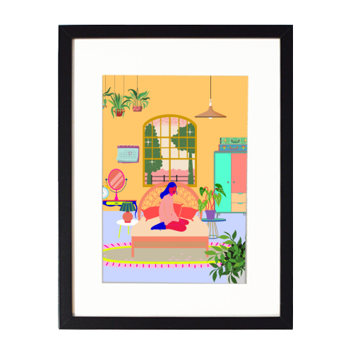 Paradise House: Bedroom - framed poster print by Nina Robinson