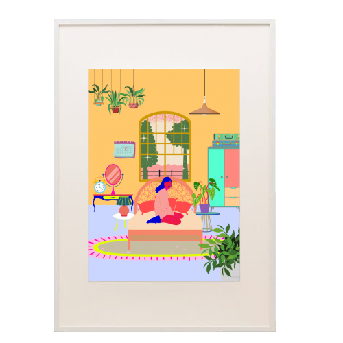 Paradise House: Bedroom - framed poster print by Nina Robinson