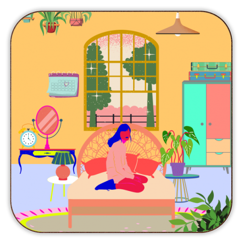 Paradise House: Bedroom - personalised beer coaster by Nina Robinson