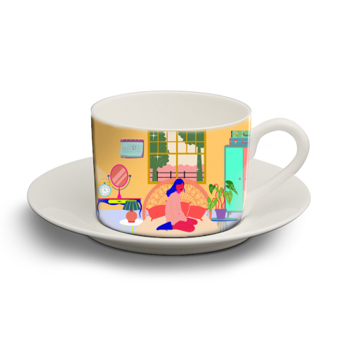 Paradise House: Bedroom - personalised cup and saucer by Nina Robinson
